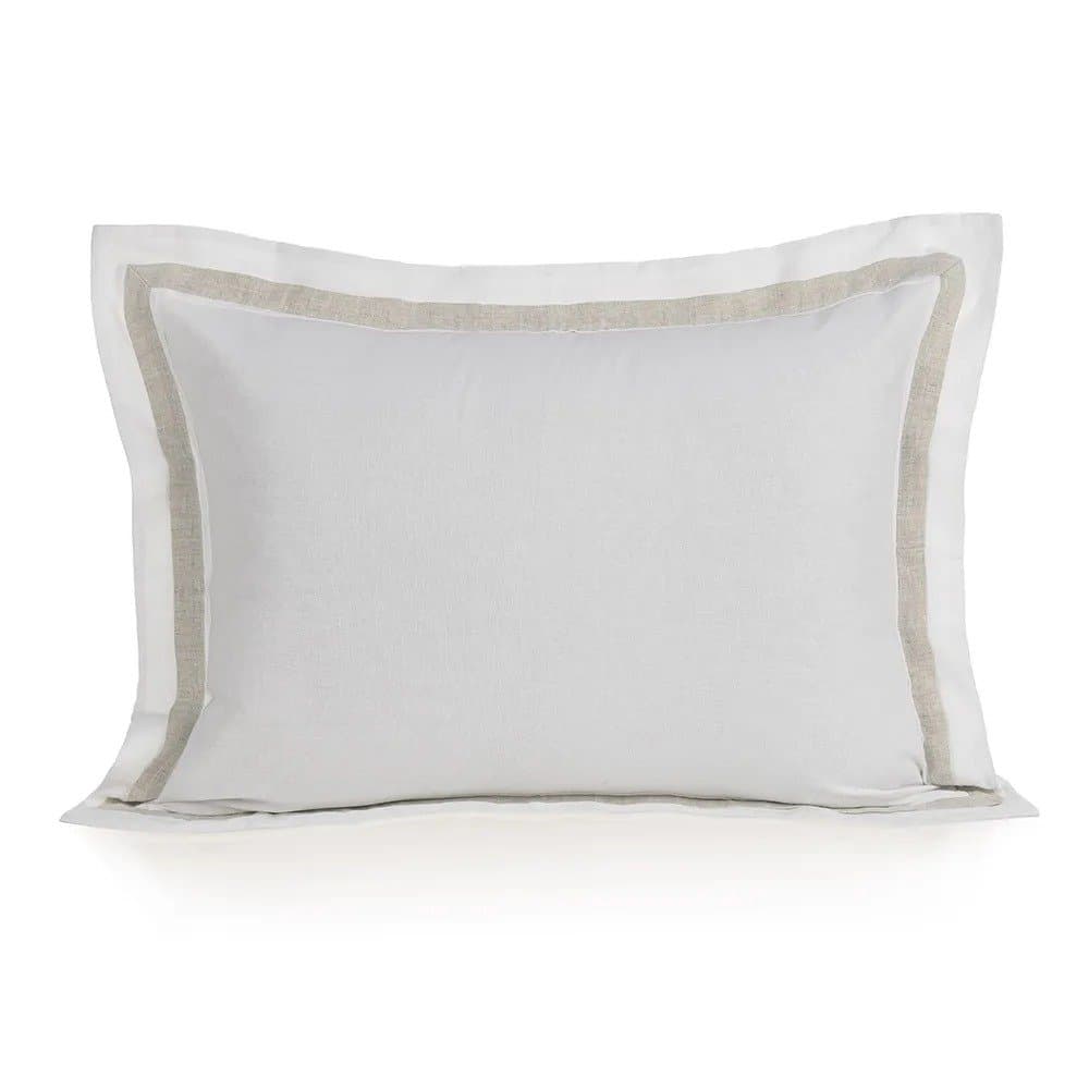Jogo 02 Fronhas Parione Linho e Algodão Trussardi 50 x 70 cm Branco e Natural