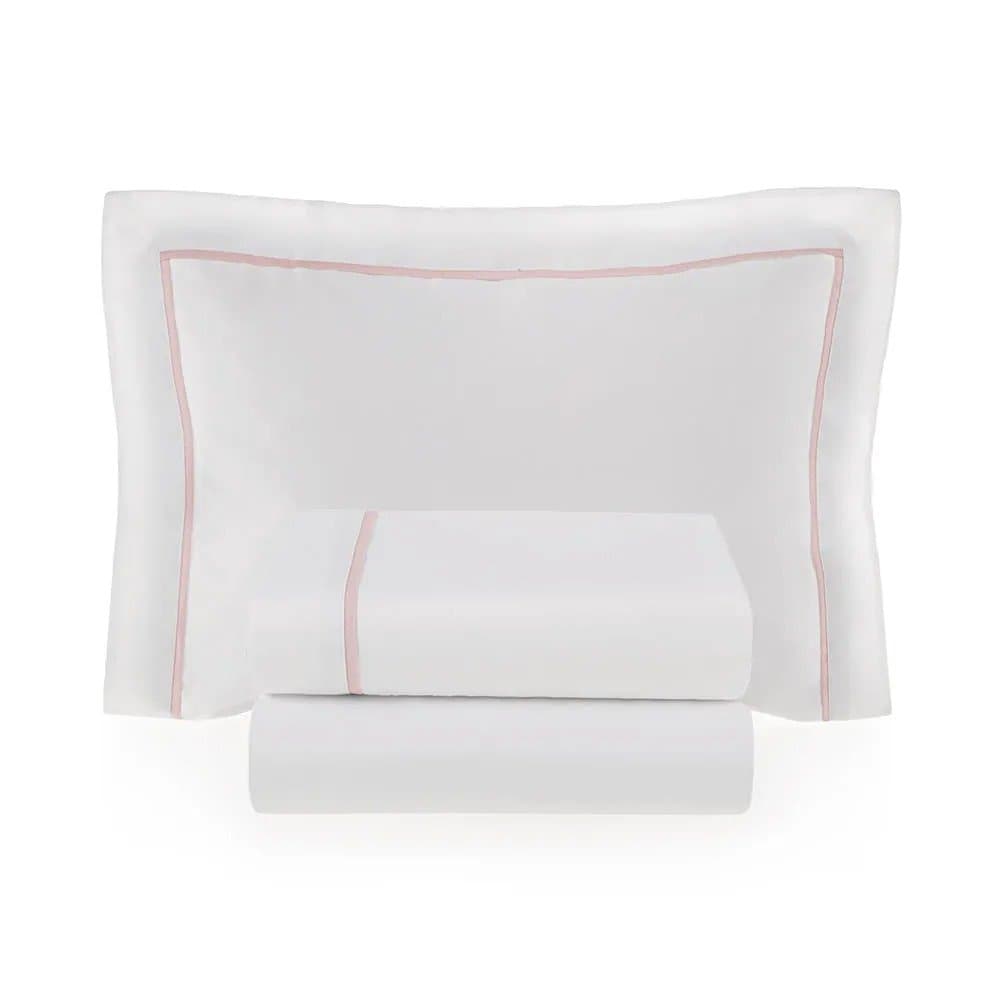 Jogo 03 Peças Berço Bambini Dolce 300 Fios Trussardi 1,10 x 1,60 m Branco e Rosa