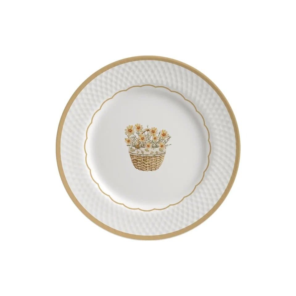 Jogo 06 Pratos de Sobremesa Relevo Huppert Alleanza Ceramica 21cm