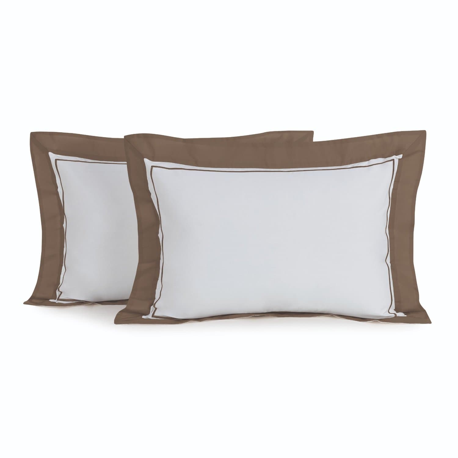 Jogo 2 Fronhas Fiesole 200 Fios Trussardi Branco e Marrone 50cm x 70cm