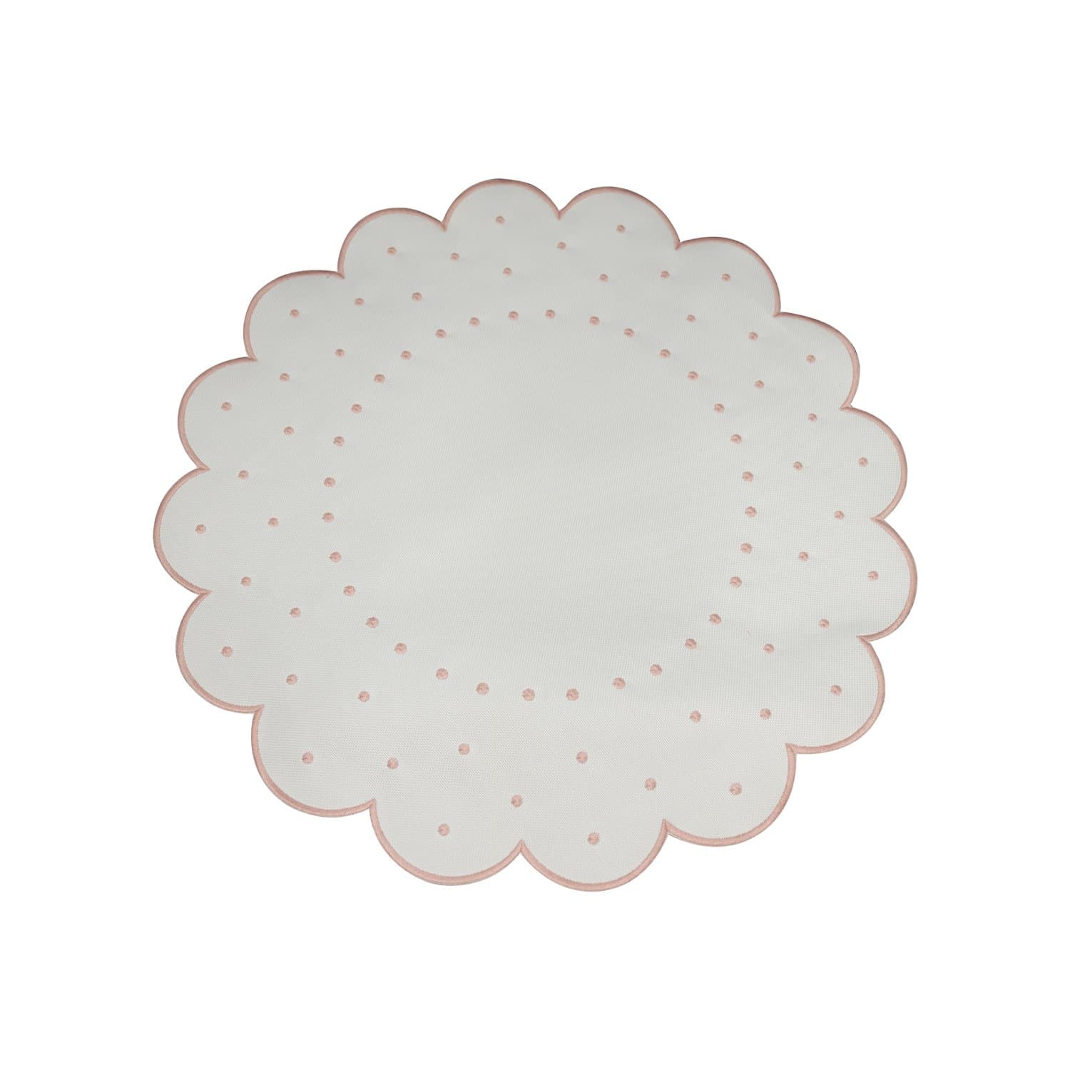 Jogo 4 Americanos Poa Suva Collection Branco e Rosa Seco