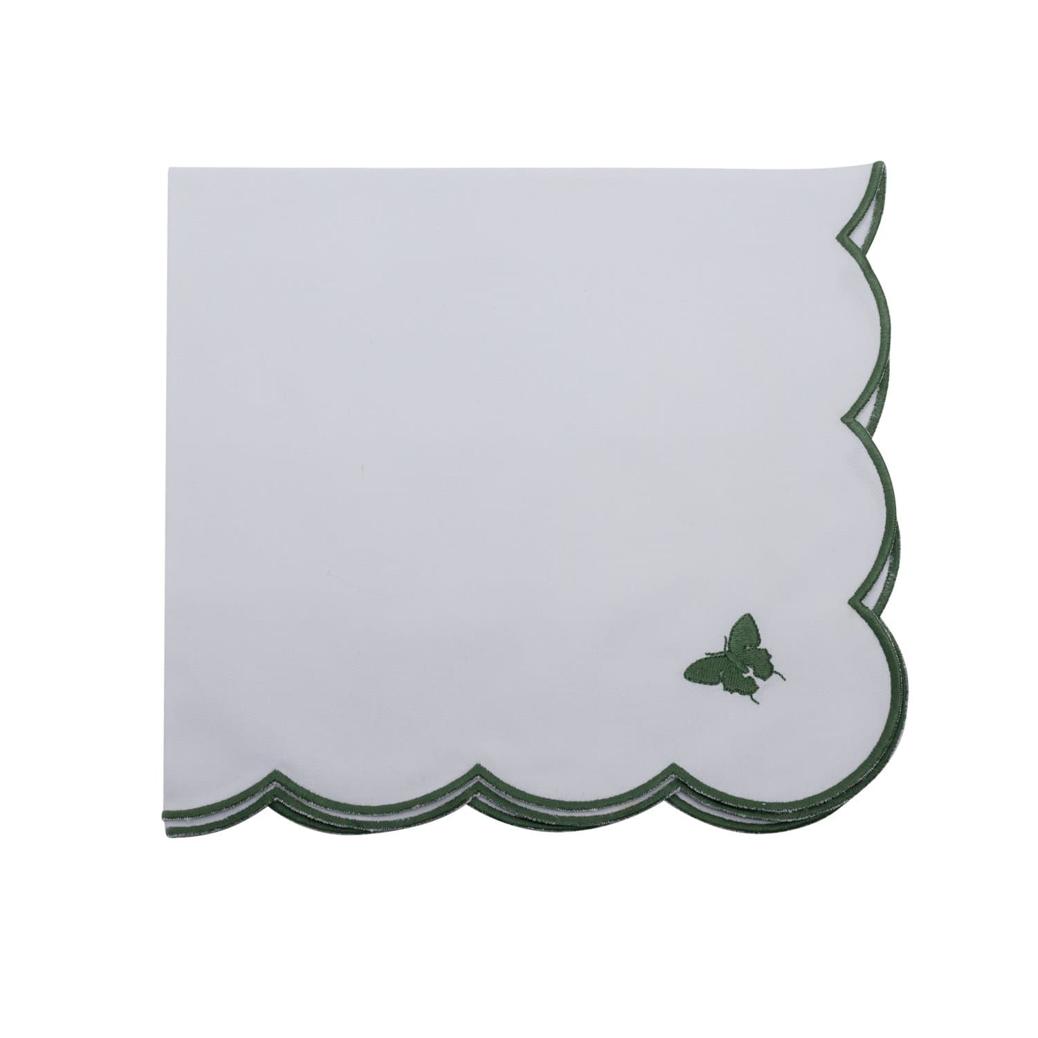 Jogo 4 Guardanapos Borboleta Suva Collection Branco e Verde Oliva
