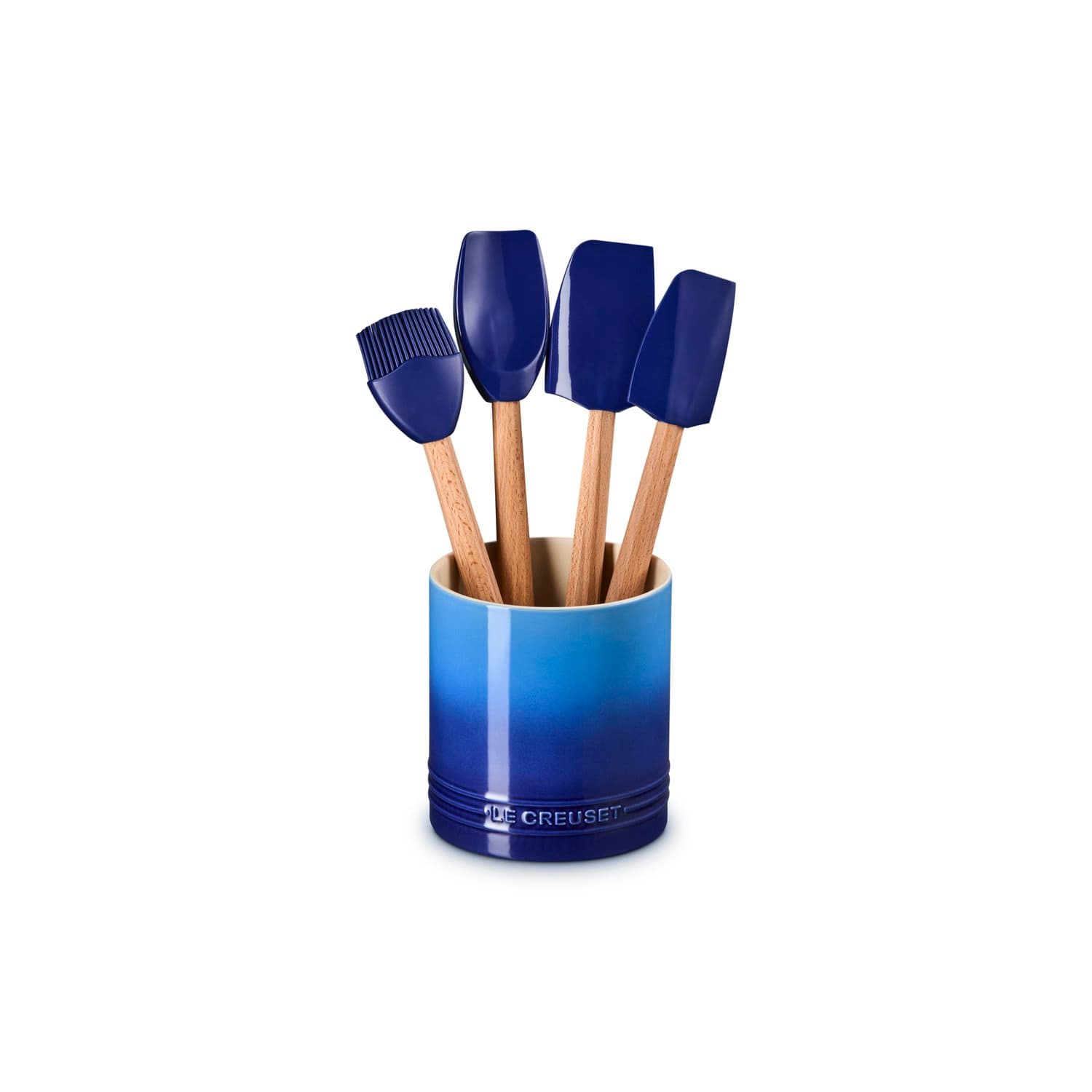 Jogo 5 Peças Espátulas e Porta Utensílios Le Creuset Azure