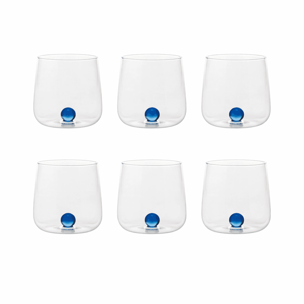 Jogo 6 Copos Baixos Bilia Zafferano Itália Azul 440 ml