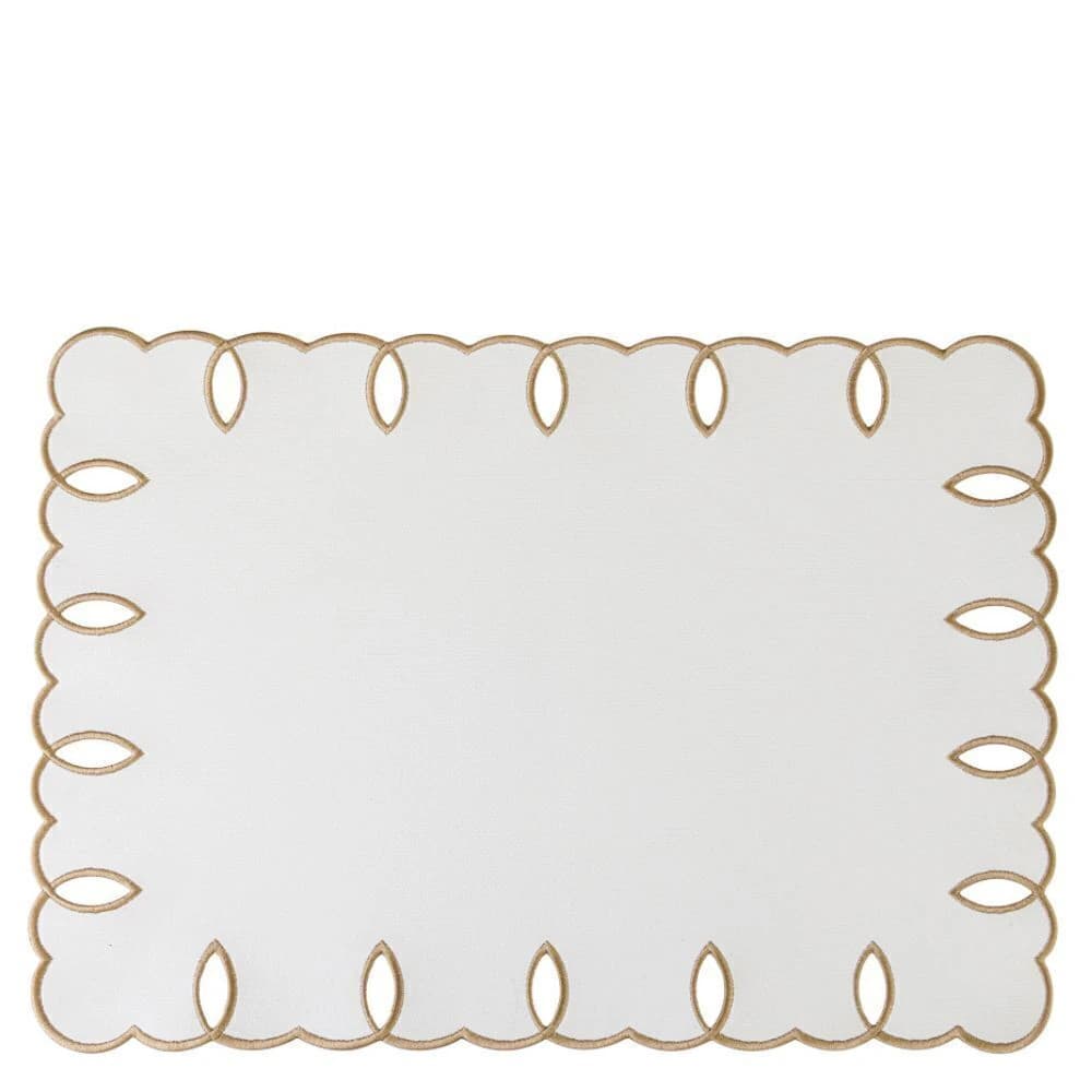 Jogo Americano de Couro Ecológico Auguri Casa Trapelato Dourado 35x50cm 4pçs