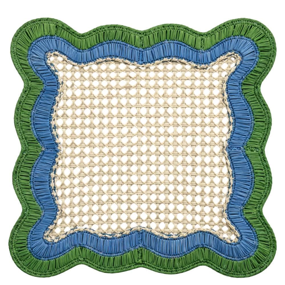 Jogo Americano de Palha Colombiana Turver Azul e Verde 45cm