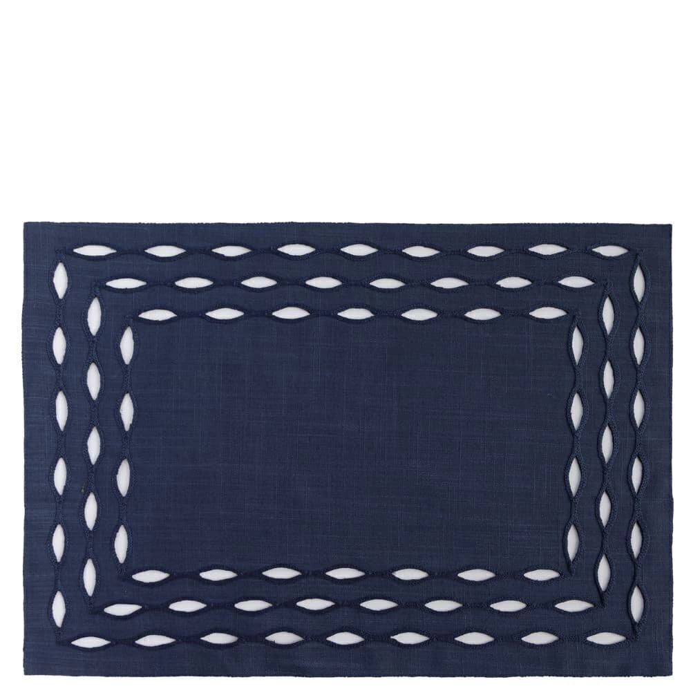 Jogo Americano de Poli-linho Auguri Casa Olea Azul Marinho 35x50cm 4pçs