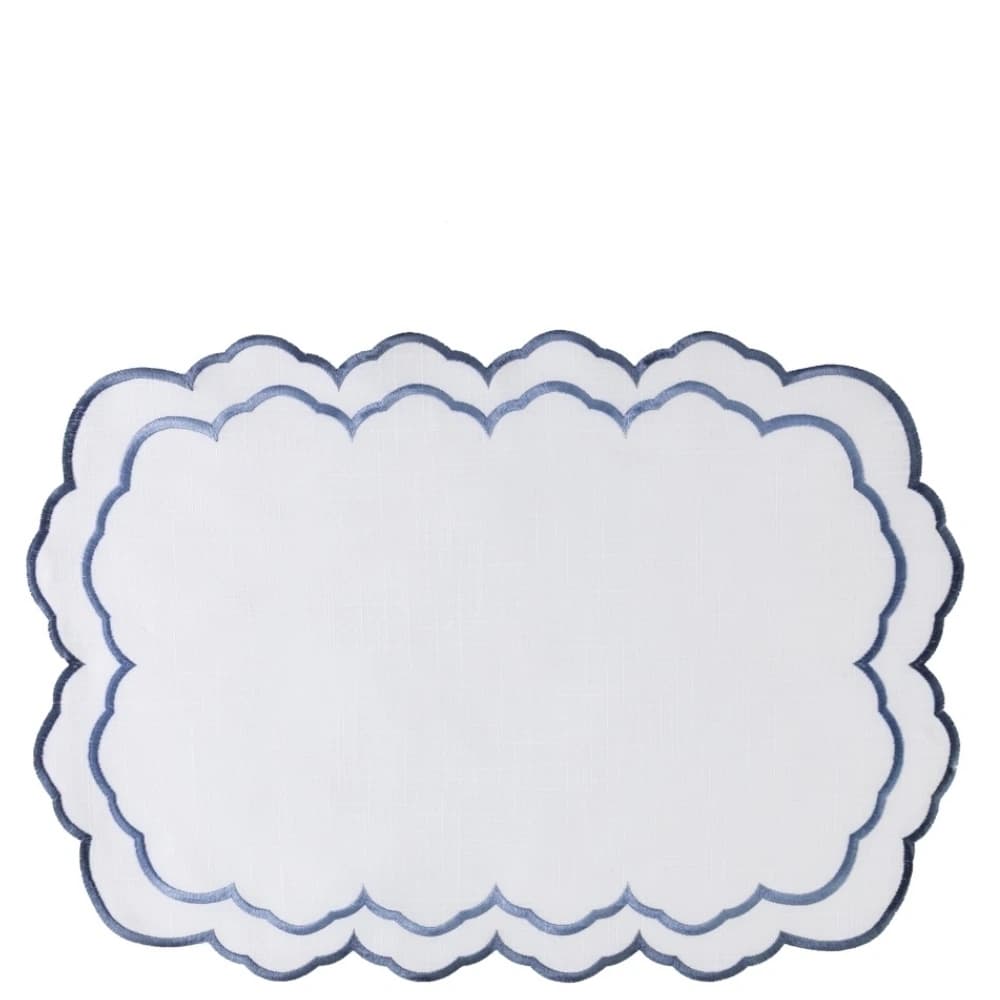 Jogo Americano de Poli-linho Auguri Casa Porto Fino Branco e Azul 35x50cm 4pçs