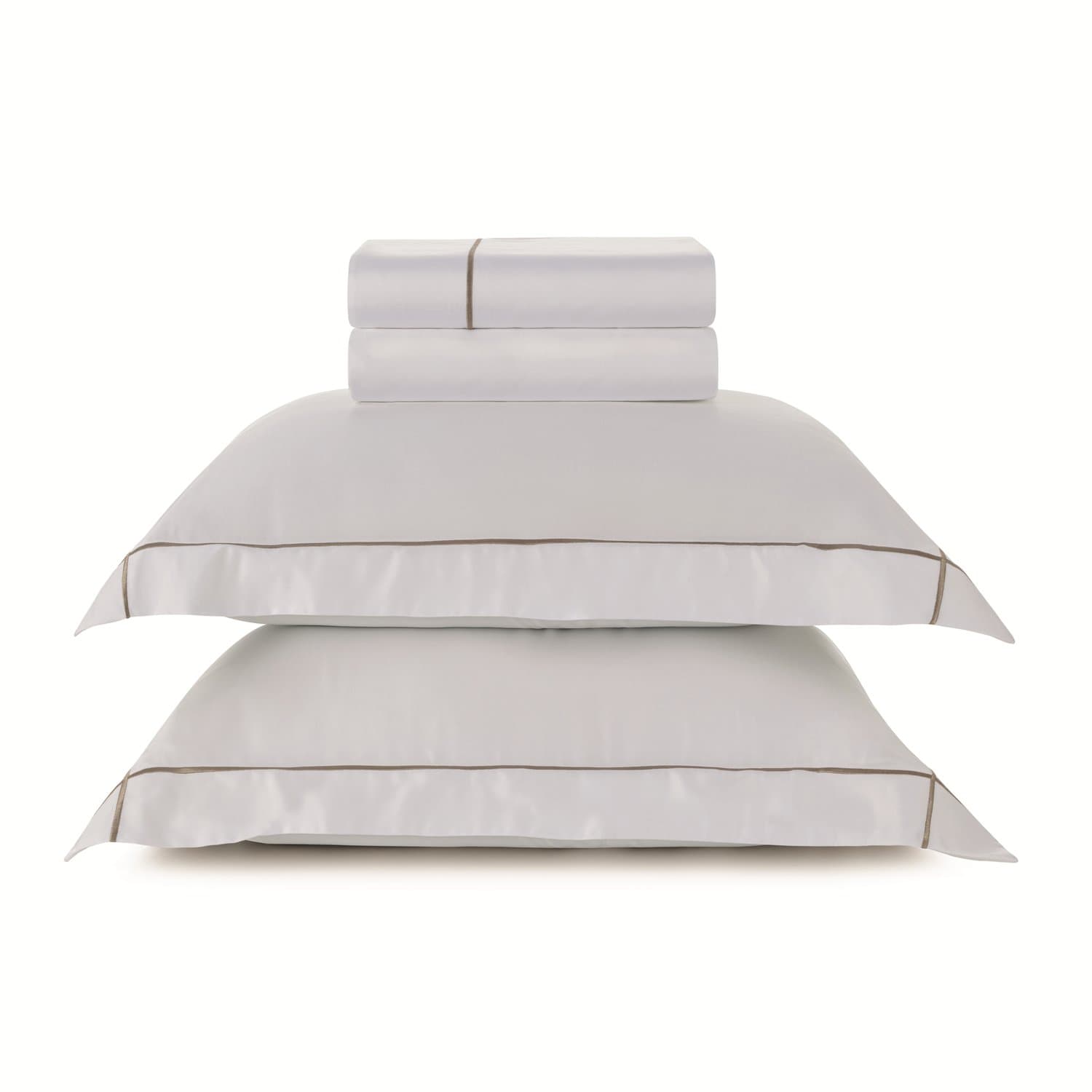 Jogo Cama Casal Girelli Bambu 300 Fios Trussardi Branco e Nocciola 220cm x 280cm