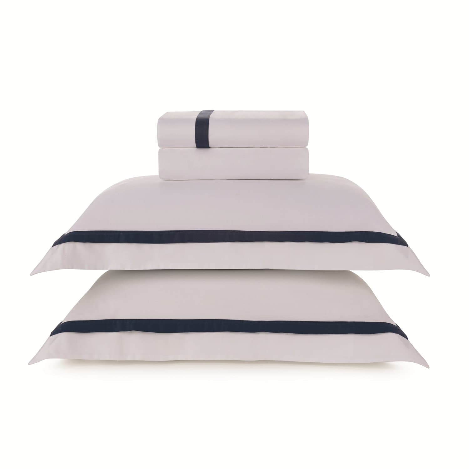 Jogo Cama Queen Vercelli 300 Fios Trussardi Branco e Azul Siciliano 240cm x 280cm