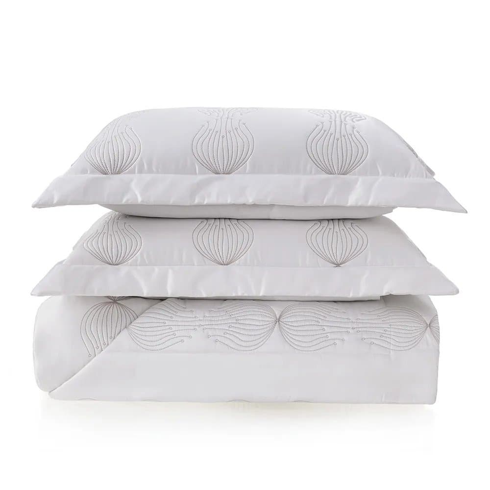 Jogo Colcha King Piume 600 Fios Trussardi Branco/Legno 2,90cm x 2,70cm