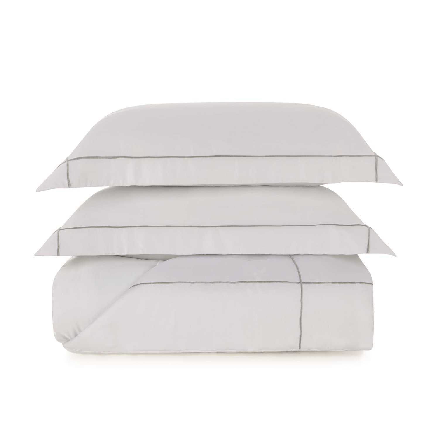 Jogo Colcha Queen Girelli Bambu 300 Fios Trussardi Branco e Platino 260cm x 280cm