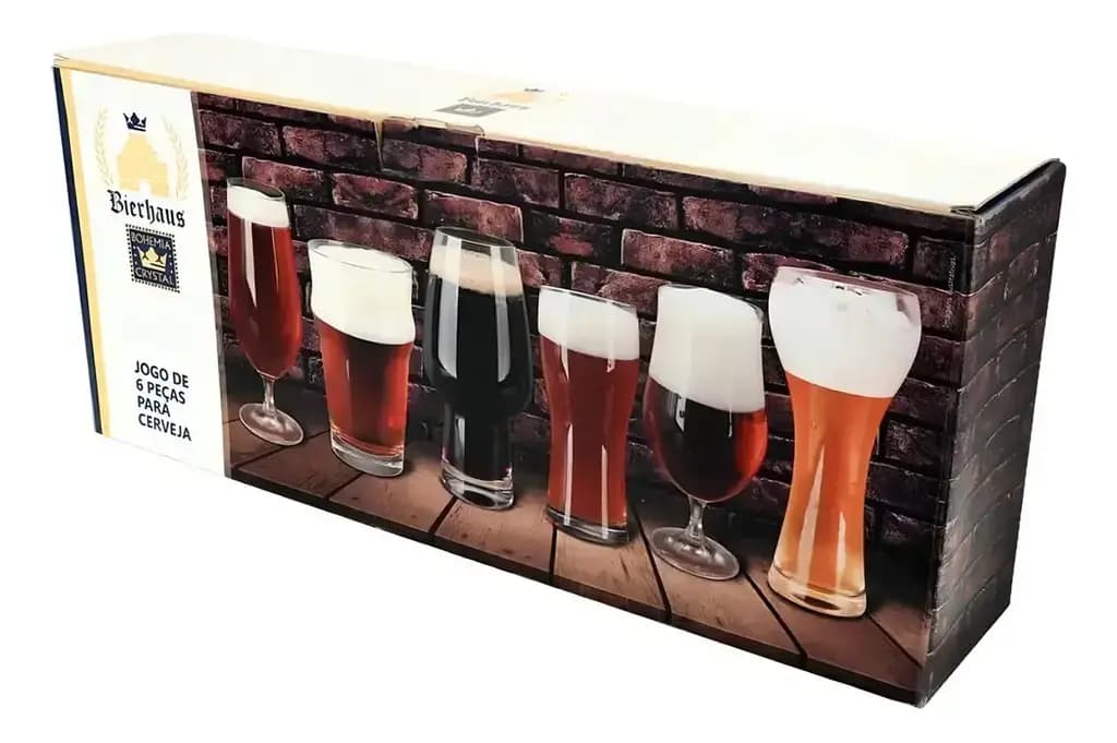 Jogo com 6 Copos para Cerveja em Cristal Bohemia Bierhaus