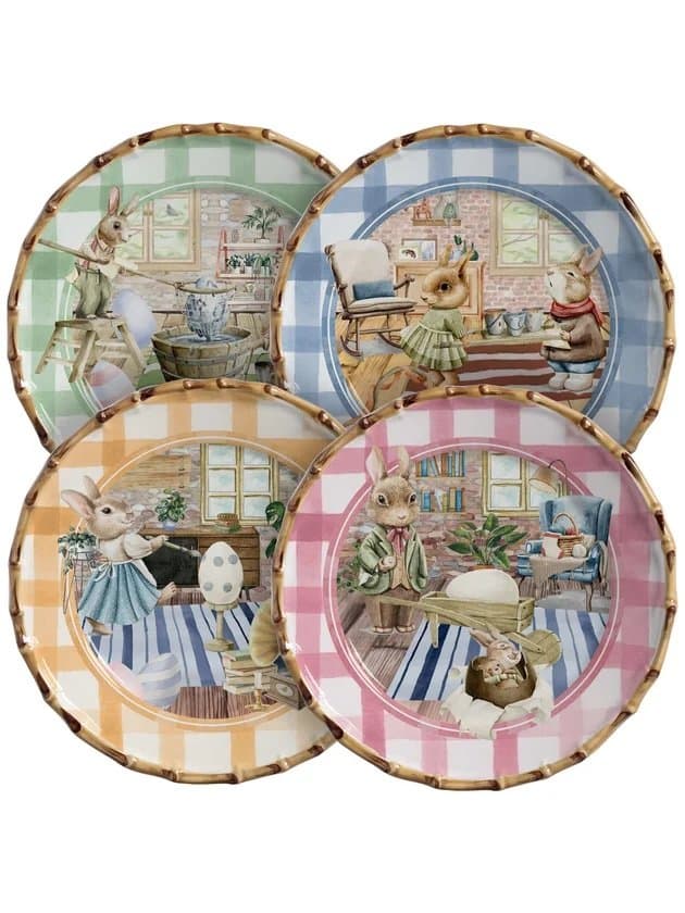 Jogo de 04 Pratos de Sobremesa Rabbit's Family Maison Blanche 20 CM