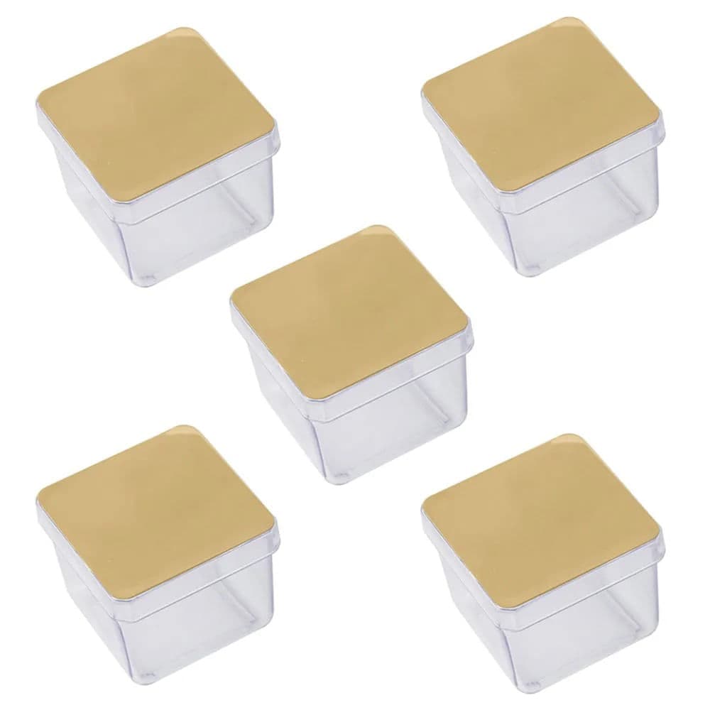 Jogo de Caixinhas 5 Peças Quadrado Dourado - Waleu