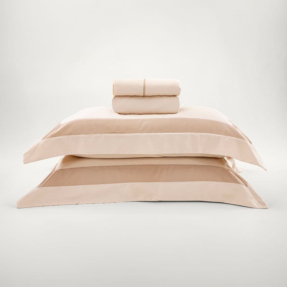 Jogo de Cama Casal 300 Fios Linhares Rosa Veludo/Nude