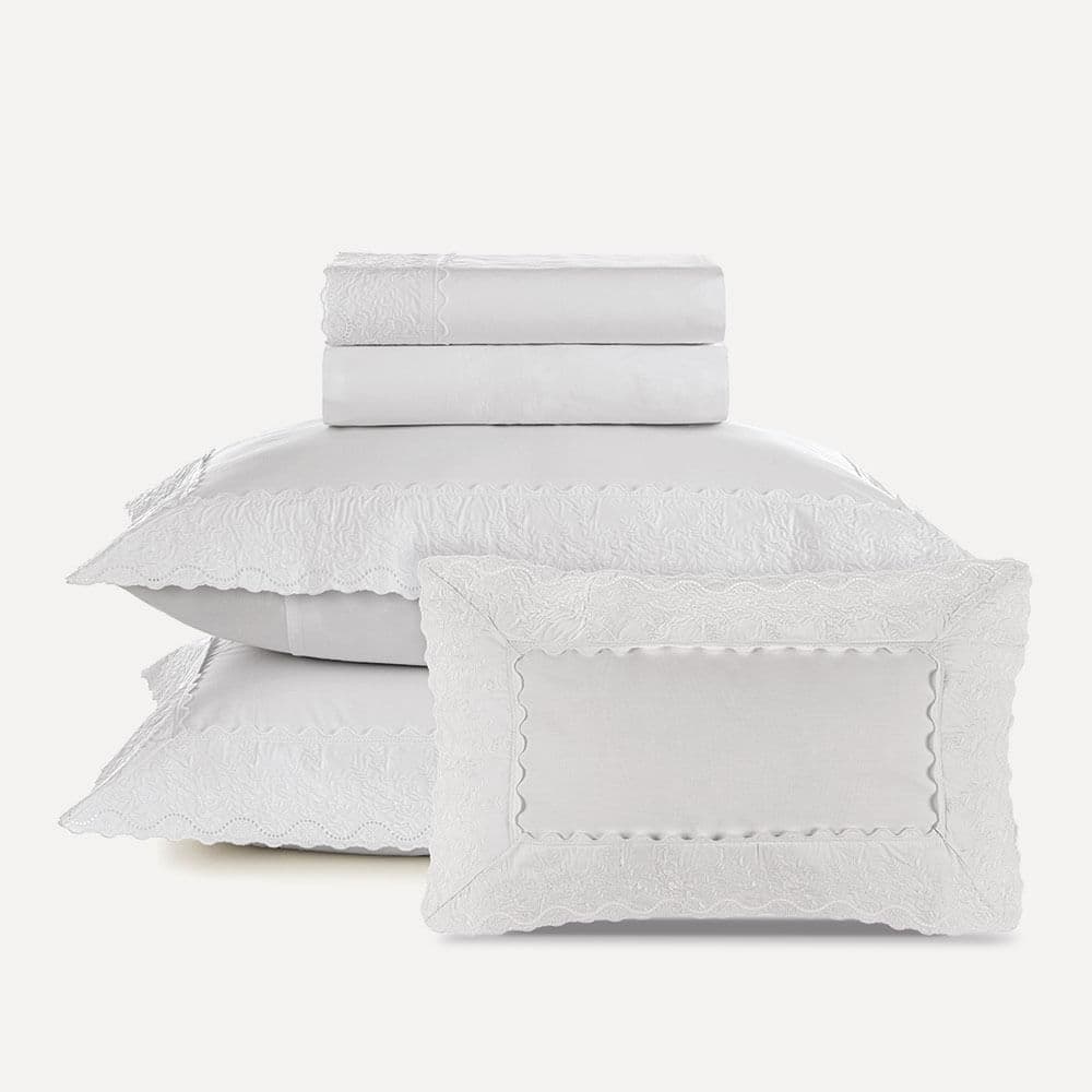 Jogo de Cama Casal com Capa de Almofada 200 Fios 100% Algodão Antônia Branco