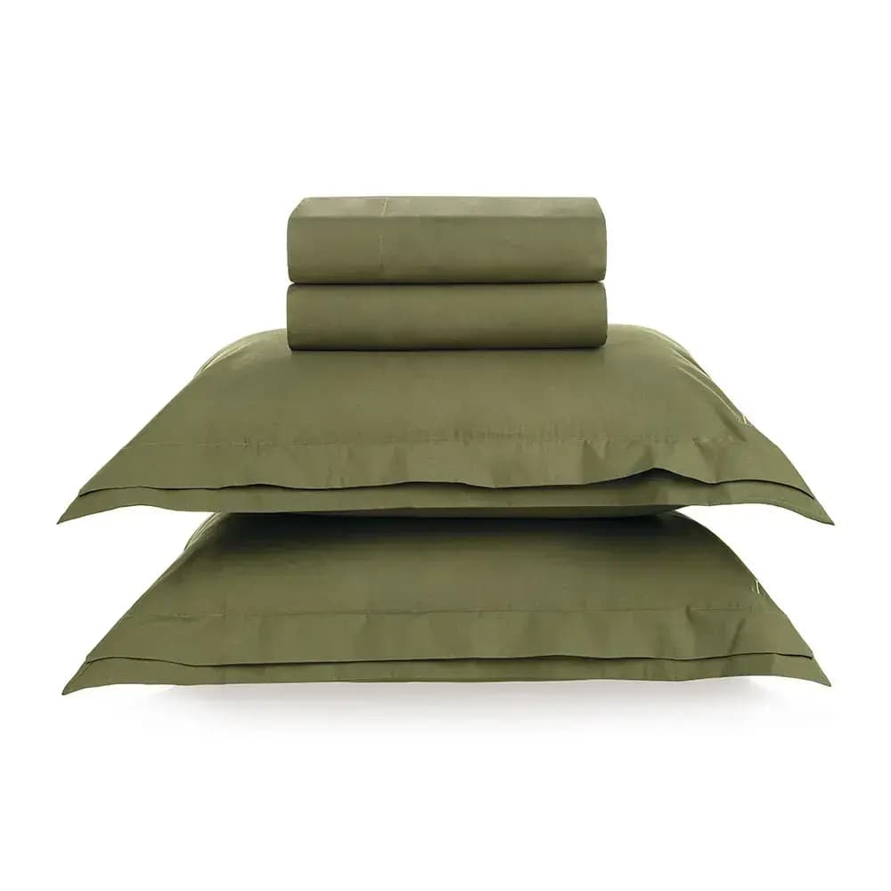 Jogo de Cama King Novoli 200 Fios Verde Oliva Trussardi