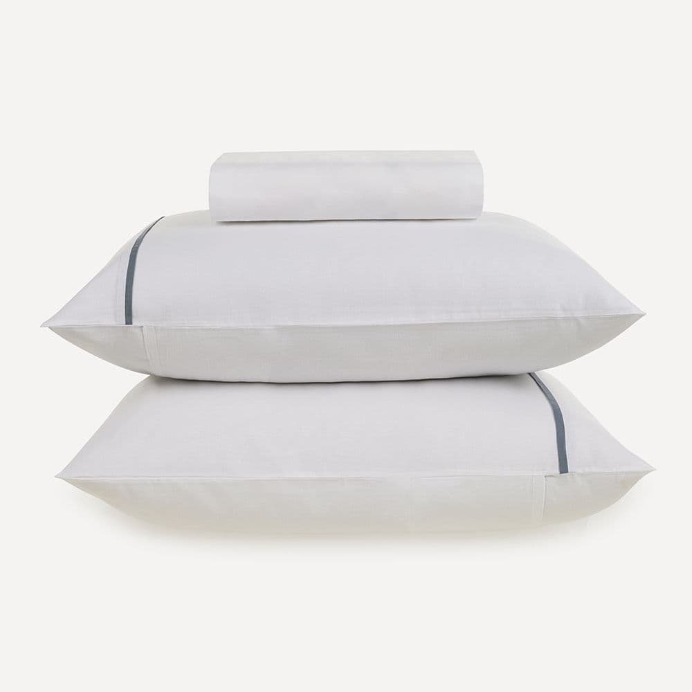 Jogo de Cama Queen 100% Algodão Noah Branco/Azul Porcelana