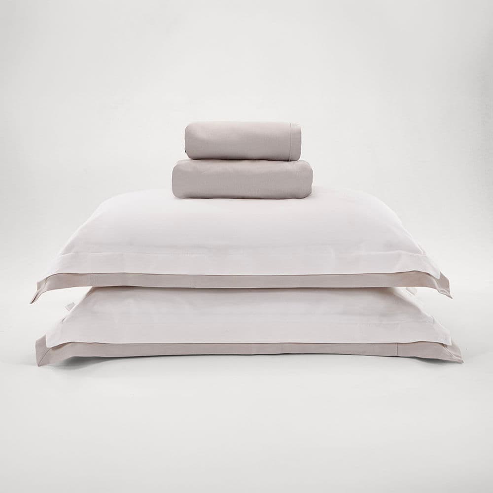 Jogo de Cama Queen 300 Fios Dueto Branco/Prata