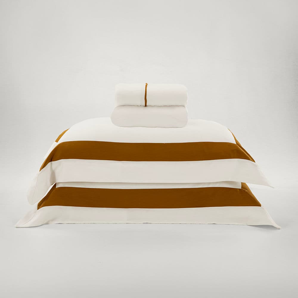 Jogo de Cama Queen 300 Fios Linhares Branco/Bronze