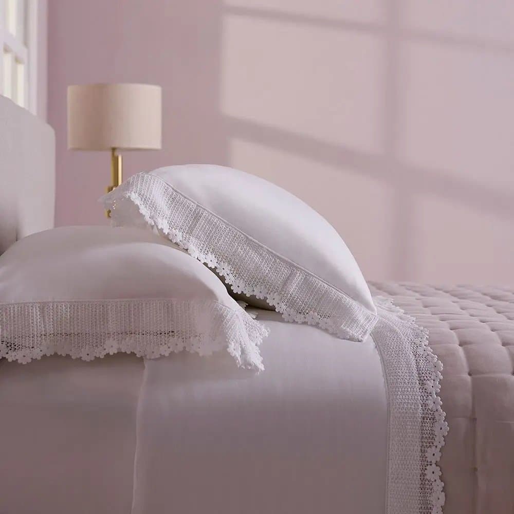 Jogo De Cama Queen Aya 400 Fios Buddemeyer Luxus Branco 240cm x 280cm