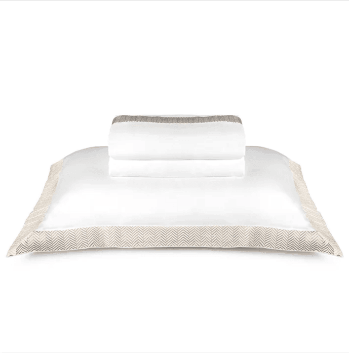 Jogo de Cama Queen The East V 300 Fios By The Bed Branco e Bege 2,40m X 2,60m