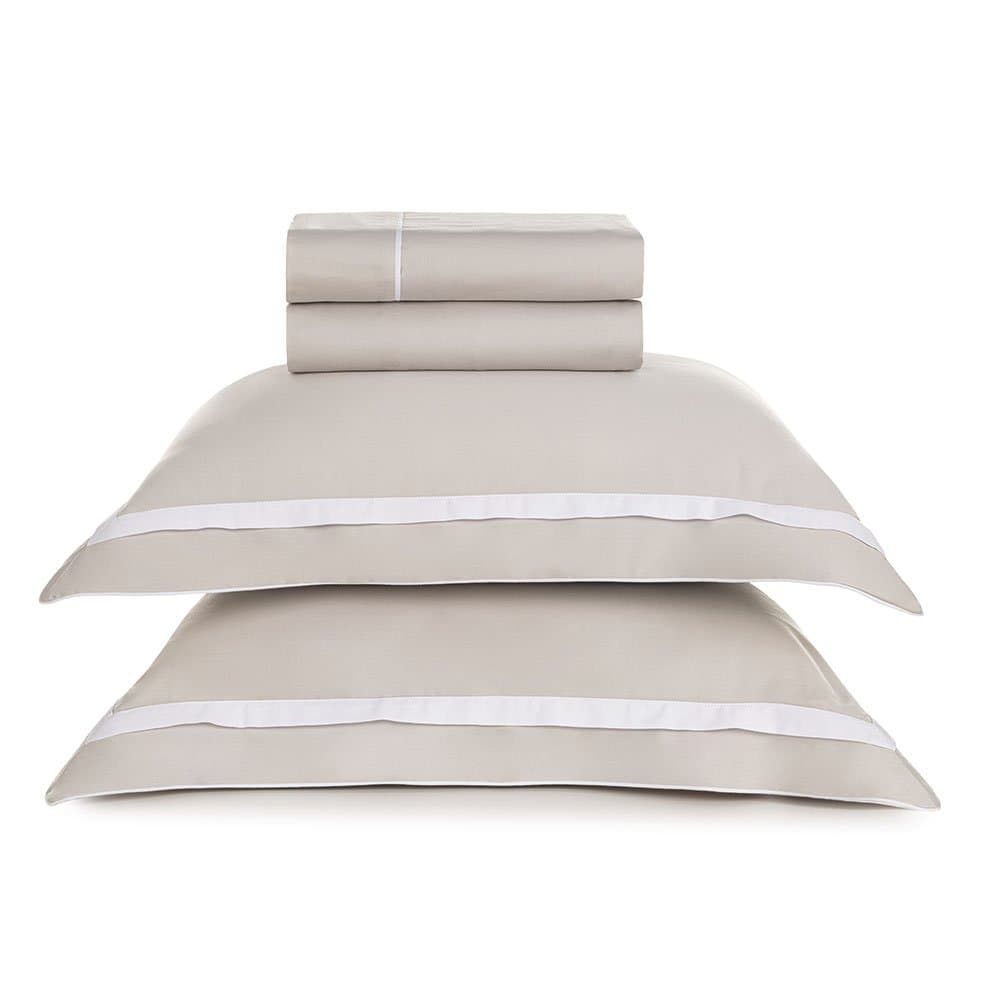 Jogo de Cama Super King Lara 300 Fios Karsten Prata/Branco 2,90 x 2,60 m