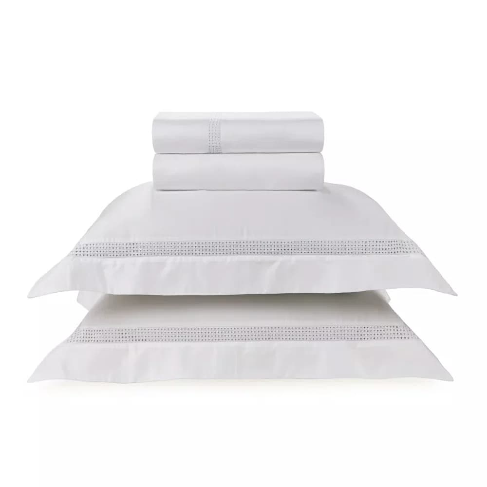 Jogo De Cama Super King Marconi 300 Fios Trussardi Branco/Branco