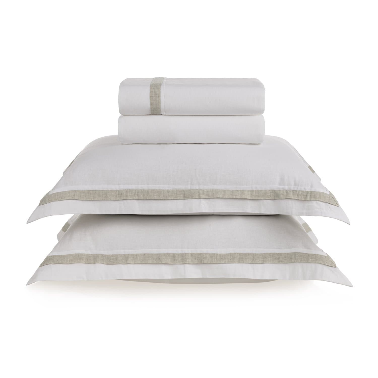 Jogo de Cama Super King Parione Linho e Algodão Trussardi Branco/Natural 2,80 x 2,80 m