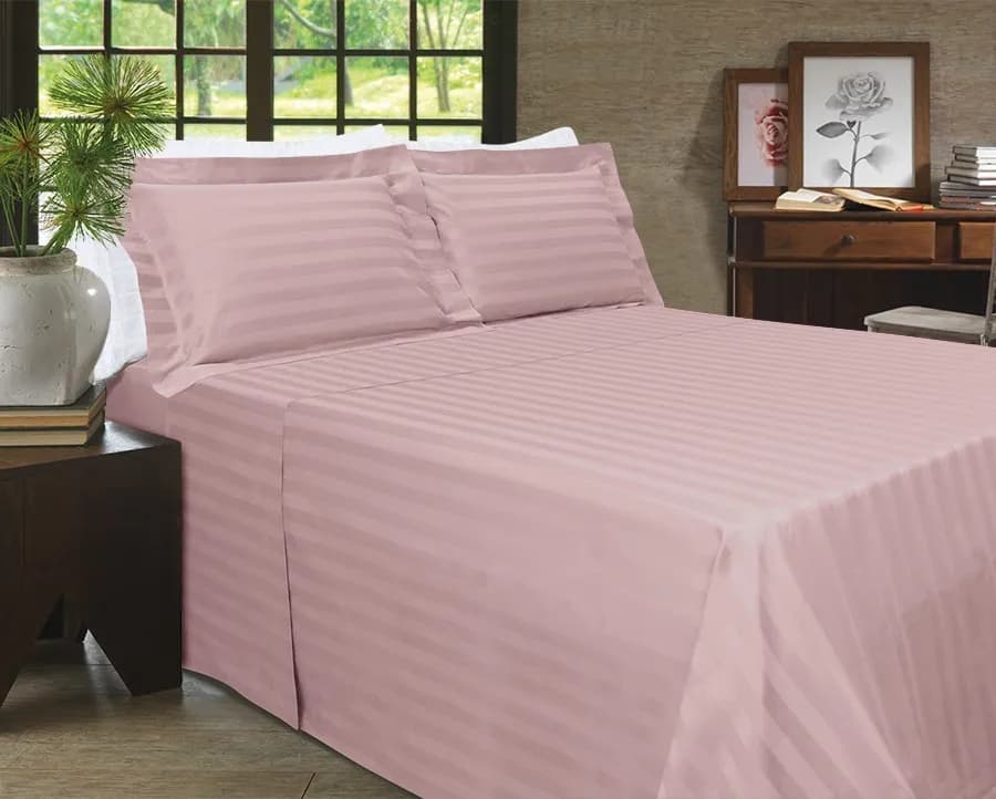 Jogo de Cama Zelo Select Maquinetado King - Percal 400 Fios - Toque Acetinado - Rosê