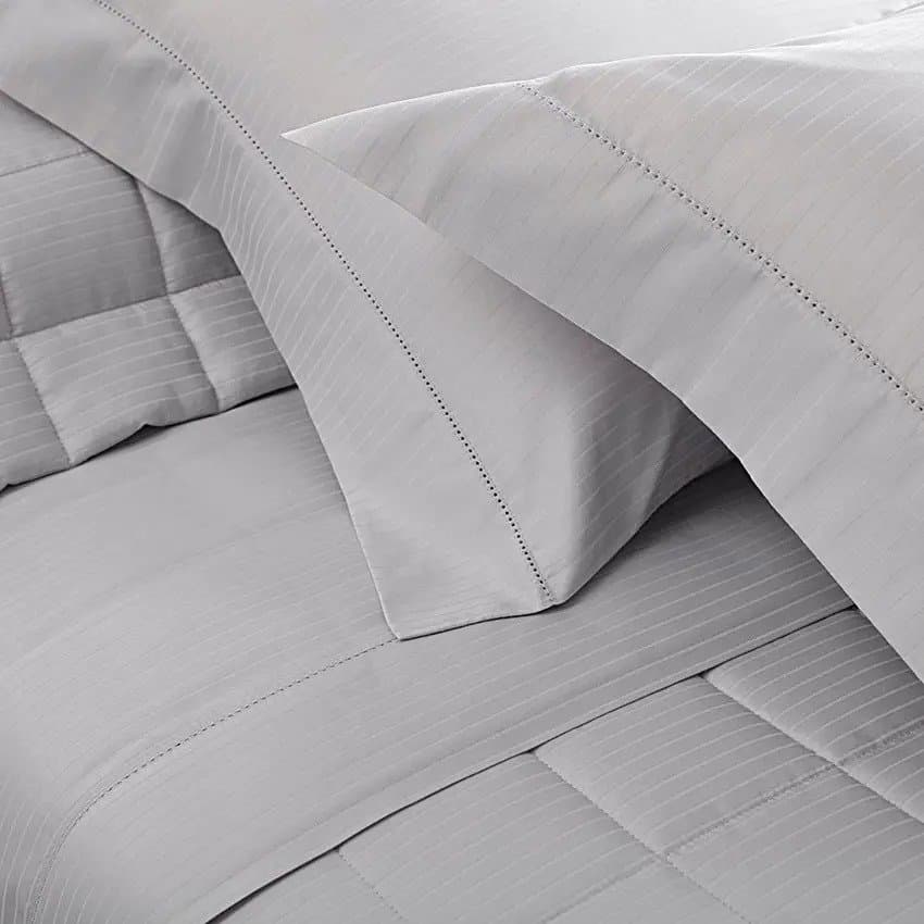 Jogo De Colcha Queen Damask Stripes Cinza Buddemeyer 2,60 x 2,50 m