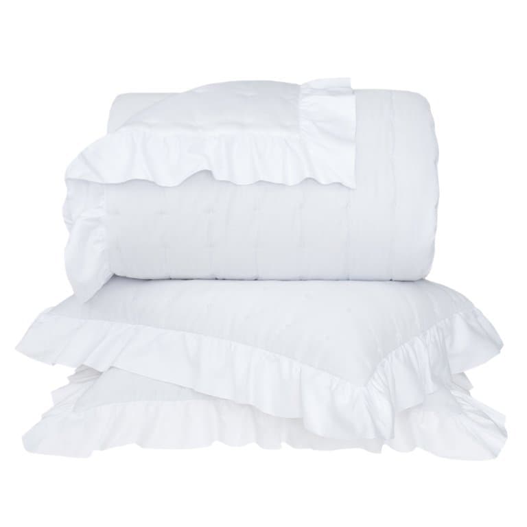 Jogo De Colcha Super King Petit Pois 270 Fios Buddemeyer Luxus Branco 2,90 x 2,50 m