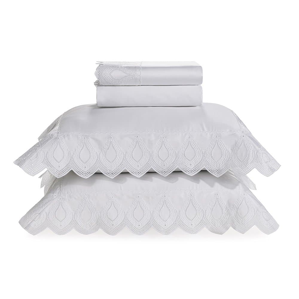 Jogo De Lençol Super King Riviera 600 Fios Trussardi Branco 2,80 x 2,80 m
