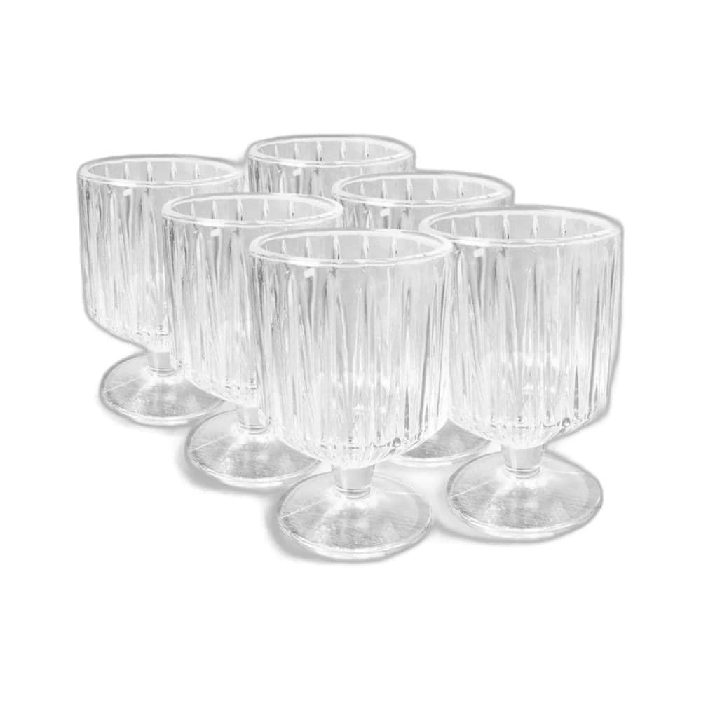 Jogo de Taças De Vidro Ridged 6 Peças 200mL - Dolce Home