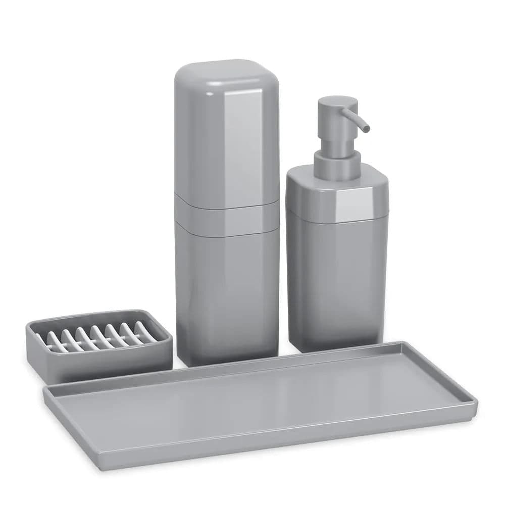 Kit Banho Splash 4 Peças Cinza - Coza