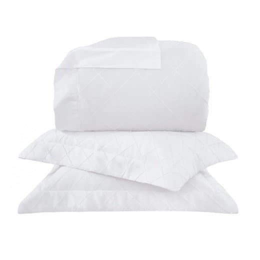 Kit Colcha Queen Etienne 270 Fios Buddemeyer Luxus Branco