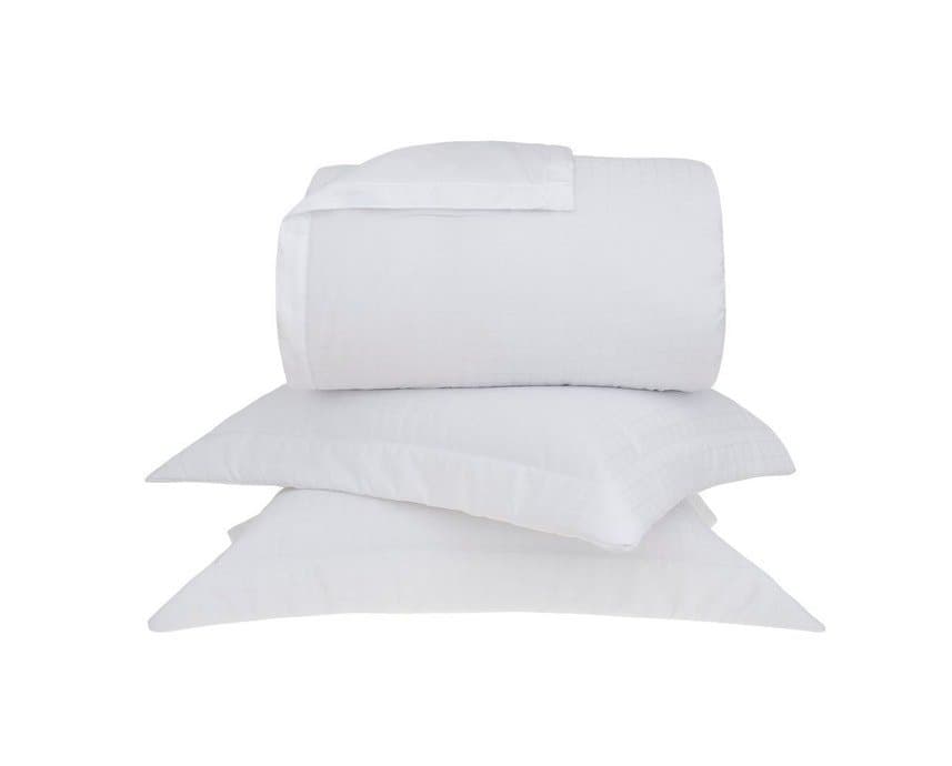 Kit Colcha Super King 300 Fios Damask Square Buddemeyer Branco 2,90 x 2,50 m