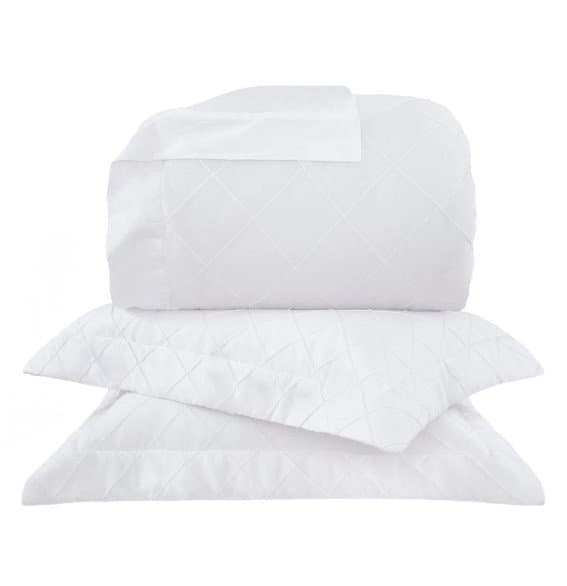 Kit Colcha Super King Trapetienne 270 Fios Buddemeyer Luxus Branca
