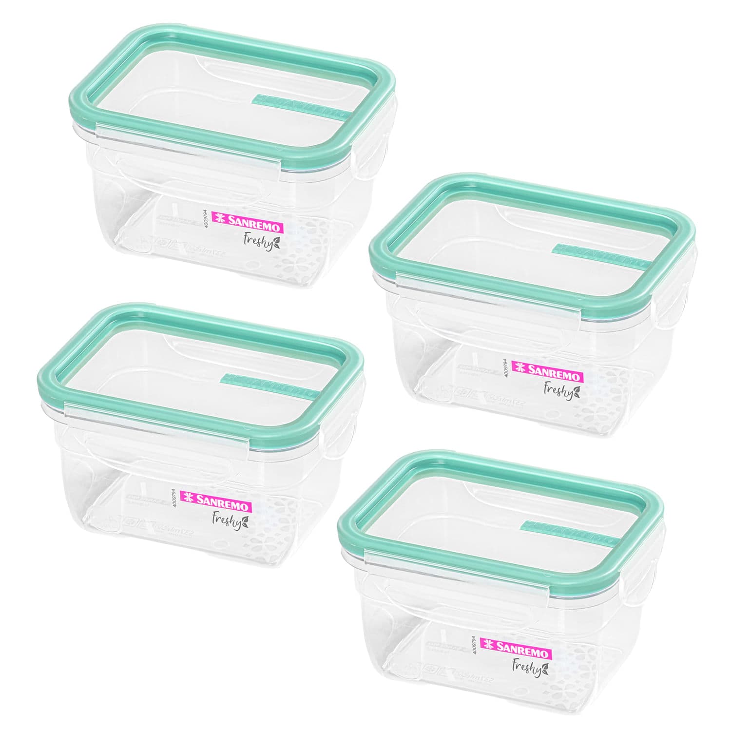 Kit Com 4 Potes de Plástico Retangular Fresh 537mL Verde - Sanremo