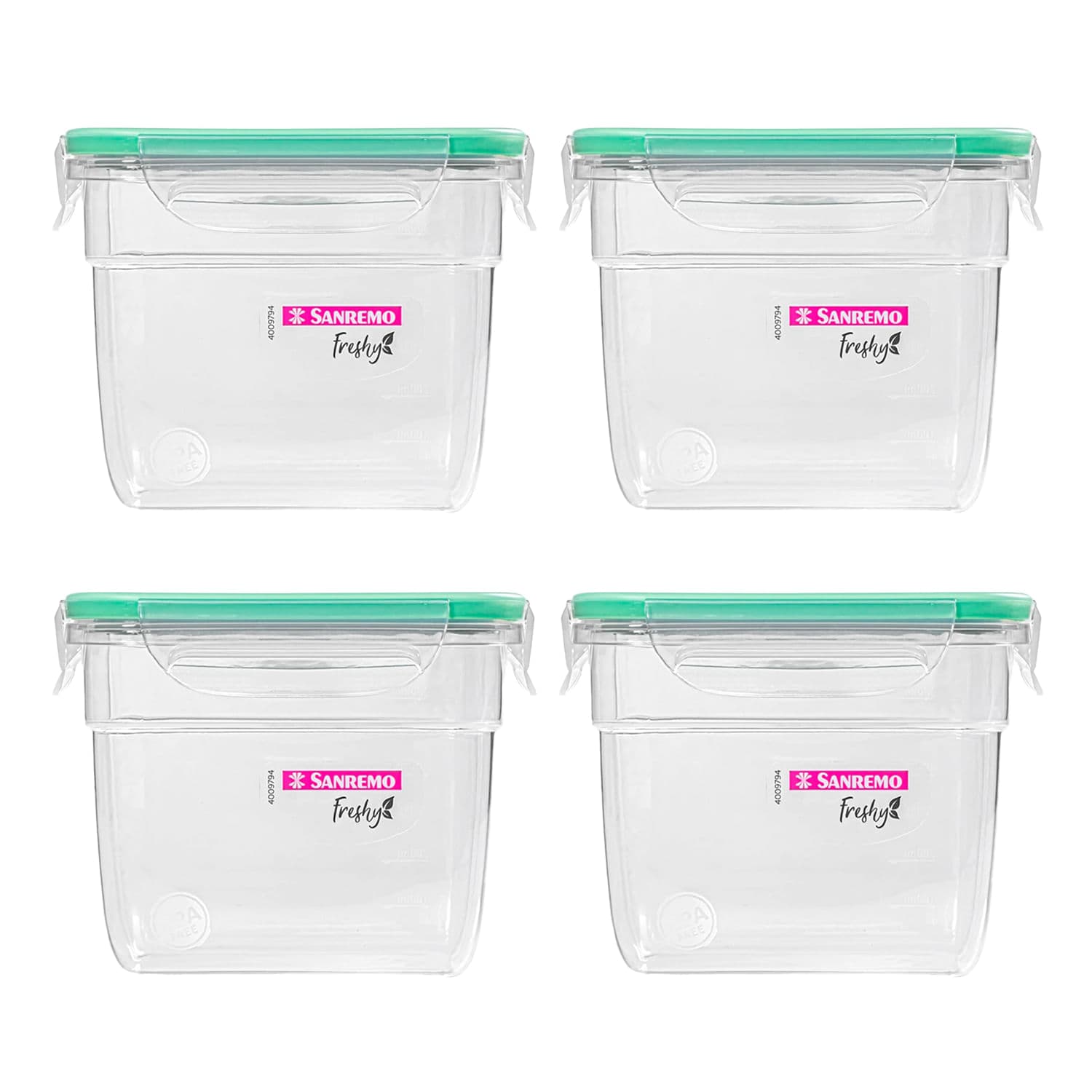 Kit Com 4 Potes de Plástico Retangular Fresh 770mL Verde - Sanremo