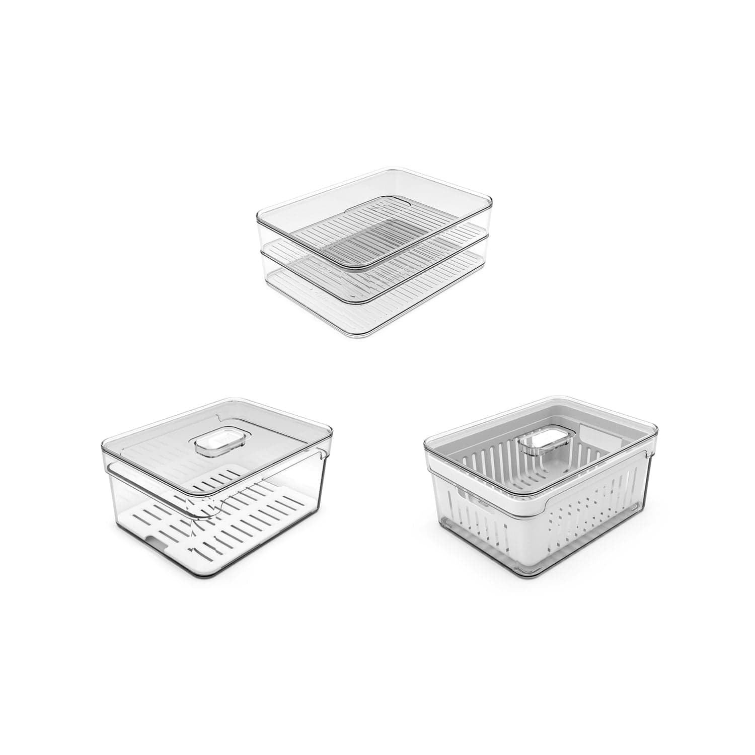 Kit de Organizadores de Geladeira Ou 3 Unidades 2,2L Linha Clear Fresh