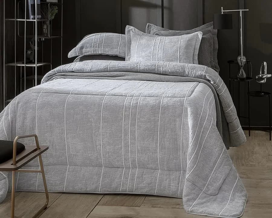 Kit Edredom Comforter Jacquard Coimbra Queen - Naturalle Fashion