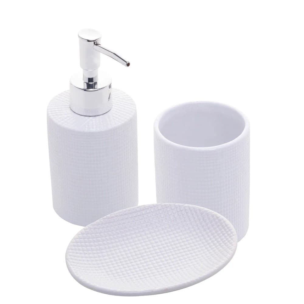 Kit para Banheiro 3 Peças de Cerâmica Lille Branco - Lyor
