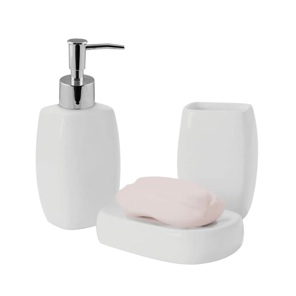Kit para Banheiro Lisa 3 Peças Branco - Tuut