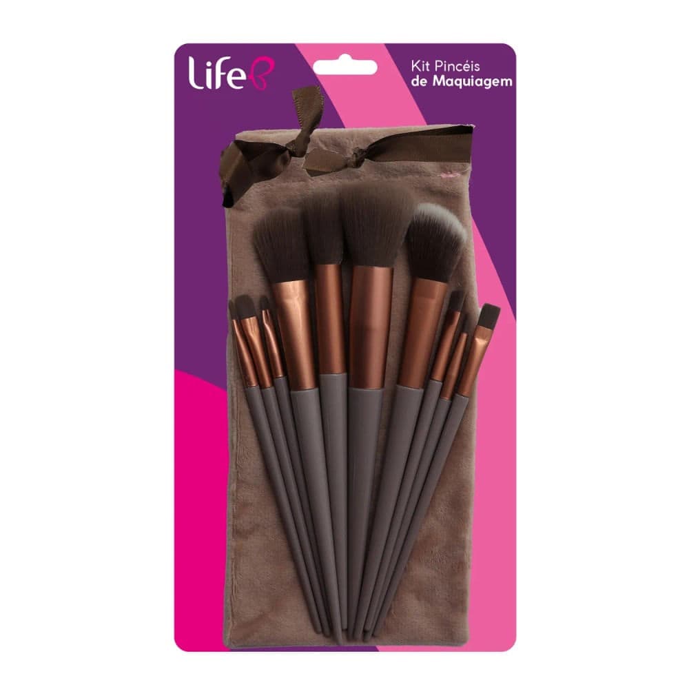 Kit Pinceis de Maquiagem Glamour 11 Peças - Life B