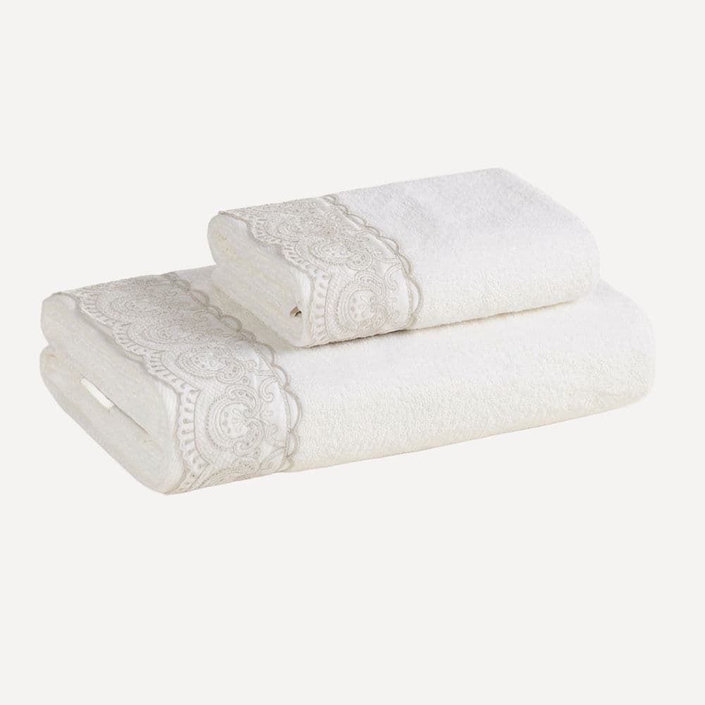 Kit Toalha de Banho e Rosto 100% Algodão Alice Branco