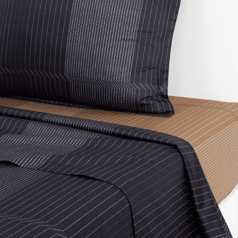 Lençol de Cima Queen Tennis Stripes 300 Fios Preto Hugo Boss Home 2,40 x 3,00