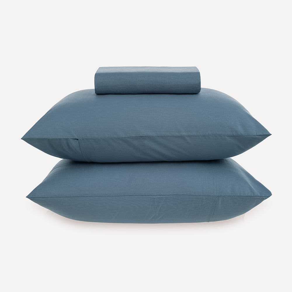 Lençol Queen com Elástico e Fronhas 100% Algodão Matiza Azul Porcelana