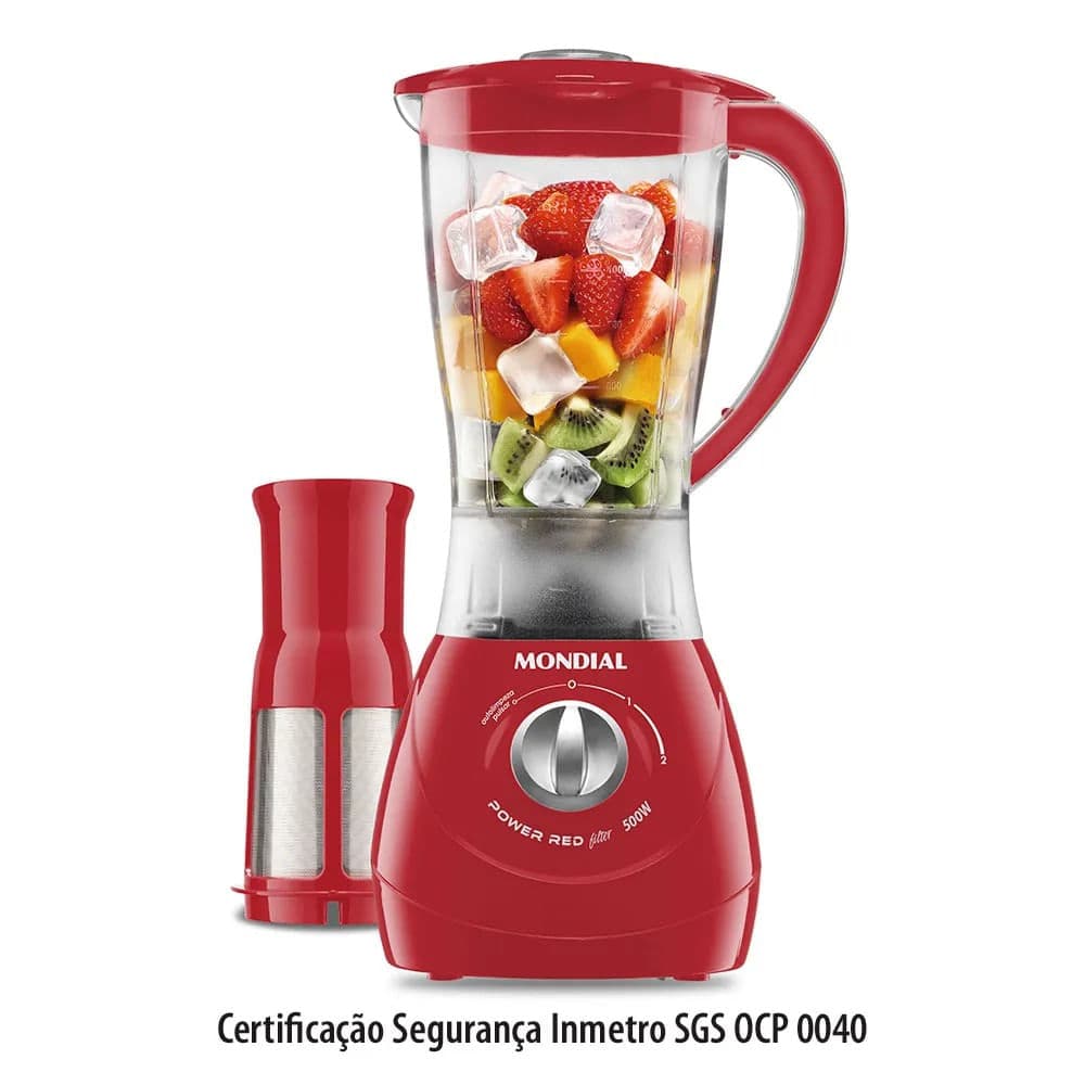 Liquidificador Mondial Power Red Filter com 2 Velocidades Vermelho